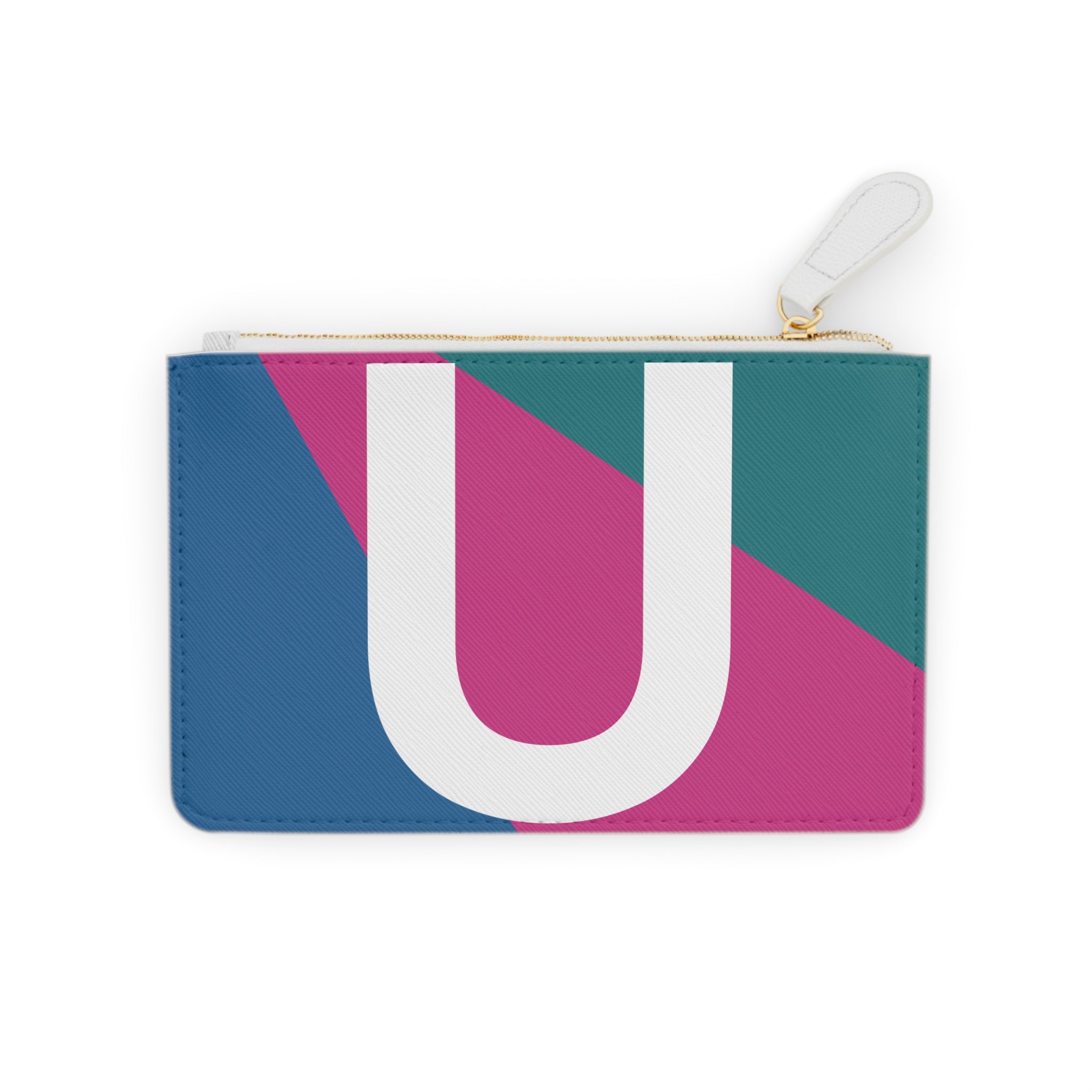 Initial U Mini Clutch — Colorblock Monogram Wristlet Wallet