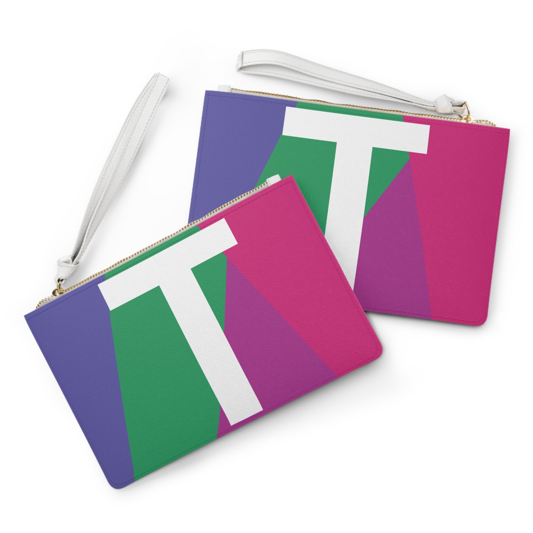 Monogram 'T' Colorblock Clutch Bag — Bold Geometric Wristlet for Everyday & Gifts