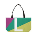 Personalized 'L' Colorblock Tote Bag — Monogram Weekender Tote