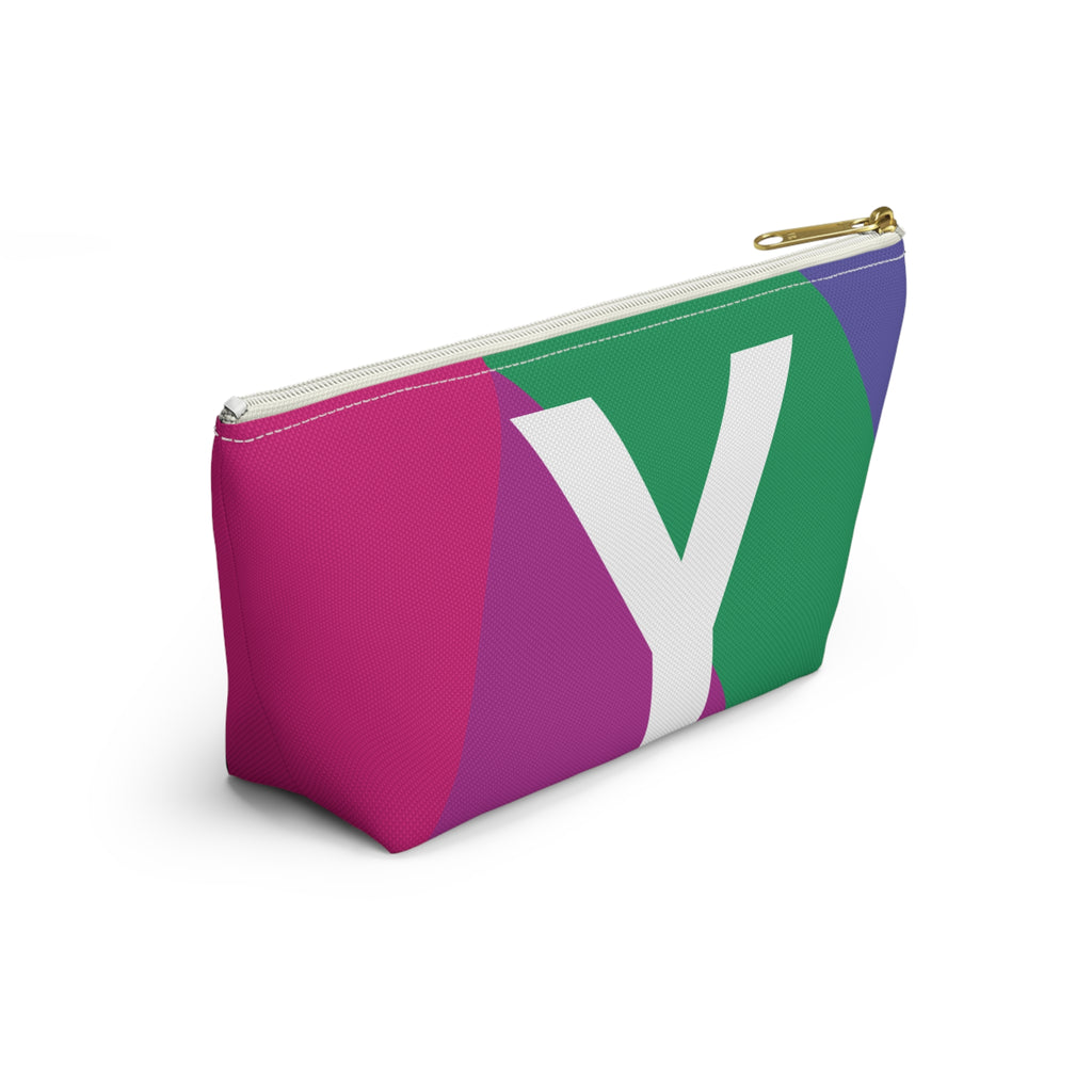 Initials Colorblock Accessory Pouch — Monogram Y T-Bottom Cosmetic Bag