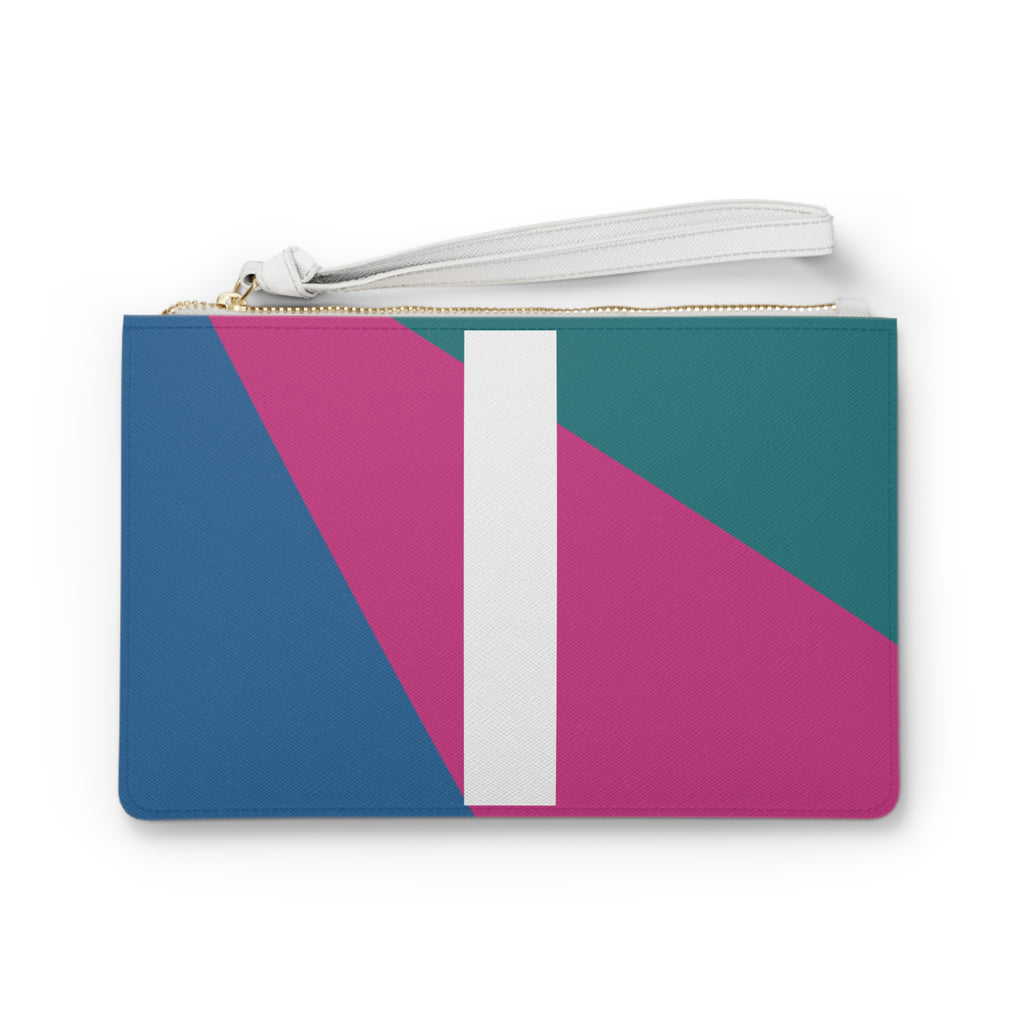 Monogram 'I' Colorblock Clutch Bag — Bold Geometric Wristlet for Everyday & Gifts
