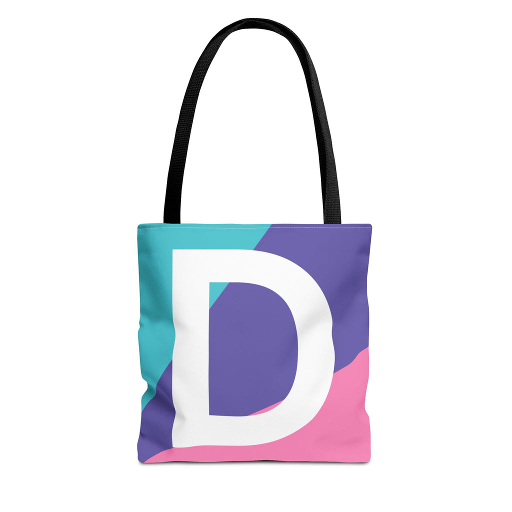 Monogram 'D' Colorblock Tote Bag — Personalized Initial D Shoulder Tote