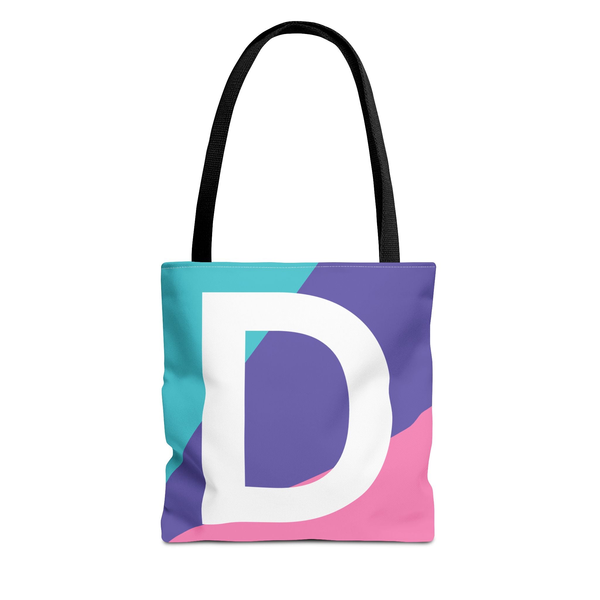 Monogram 'D' Colorblock Tote Bag — Personalized Initial D Shoulder Tote