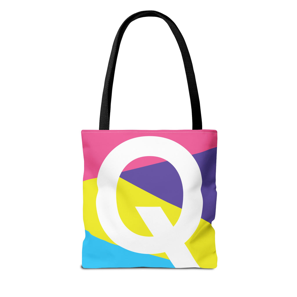 Monogram 'Q' Colorblock Tote Bag — Personalized Initial Q Shoulder Tote