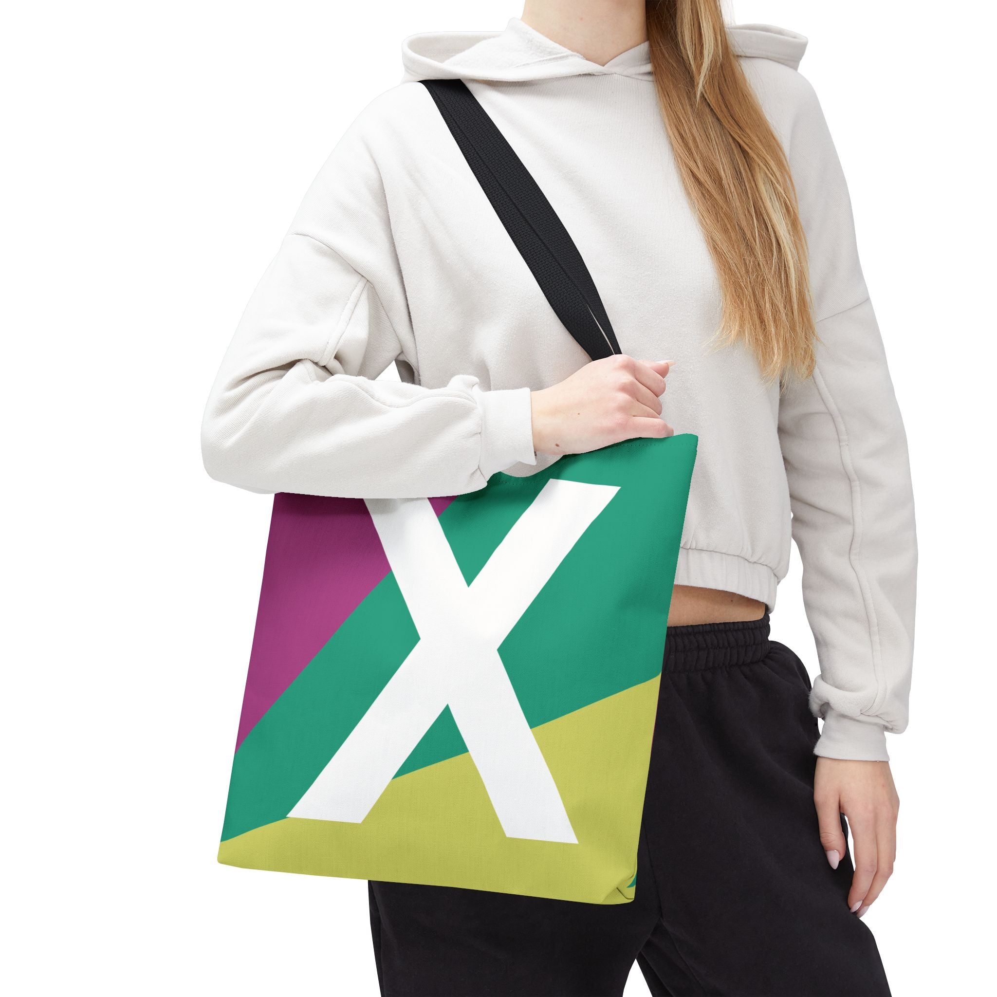 Monogram 'X' Colorblock Tote Bag — Personalized Initial X Shoulder Tote
