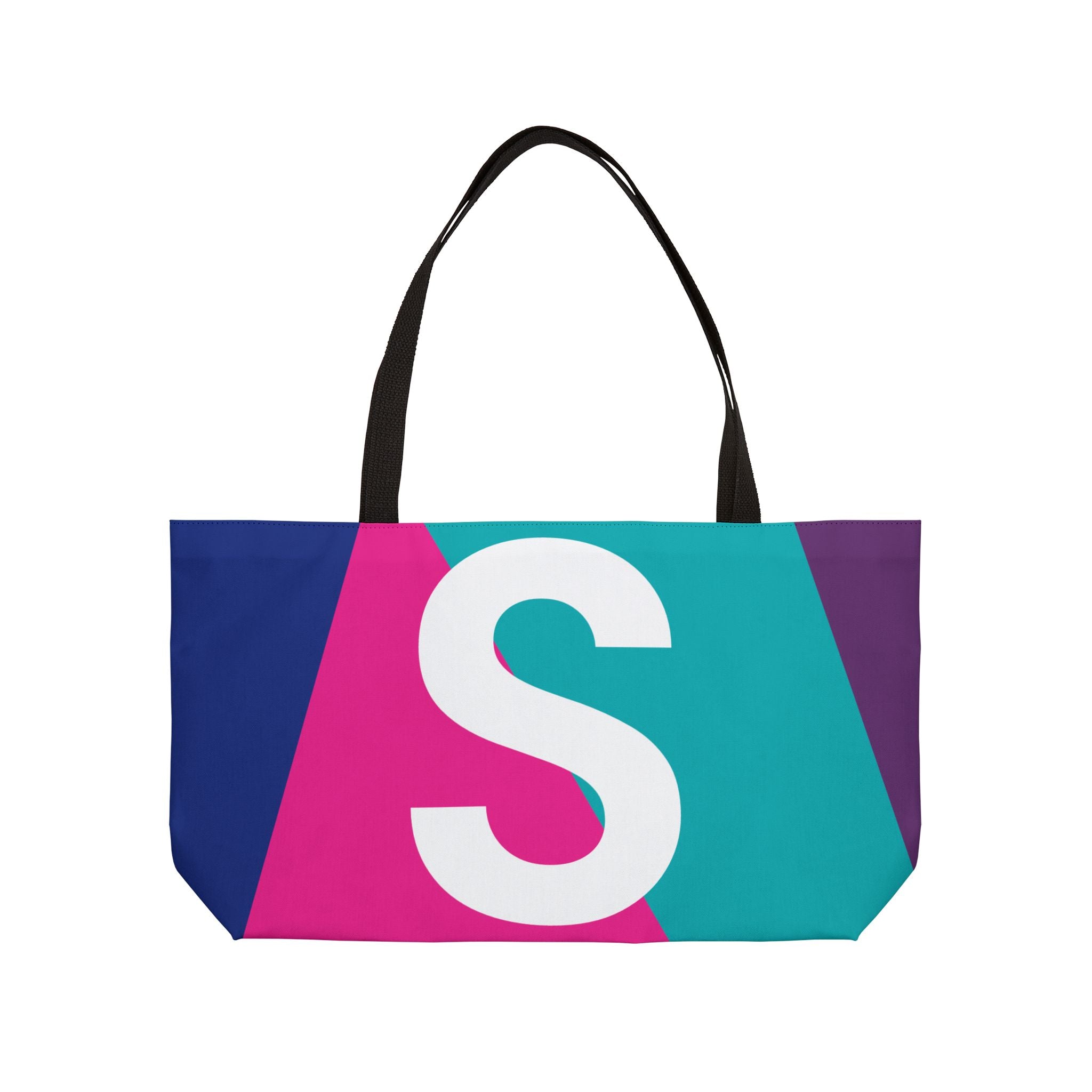 Personalized 'S' Colorblock Tote Bag — Monogram Weekender Tote
