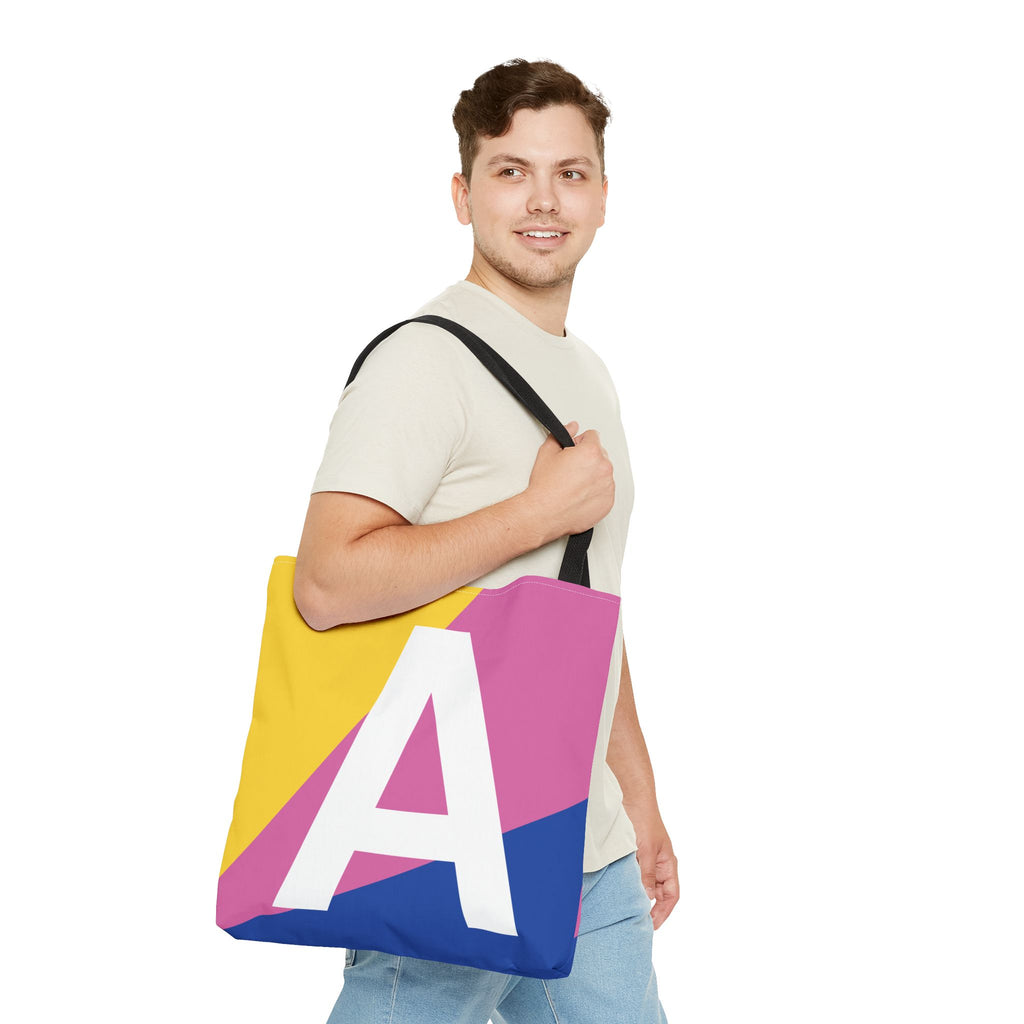Monogram 'A' Colorblock Tote Bag — Personalized Initial A Shoulder Tote