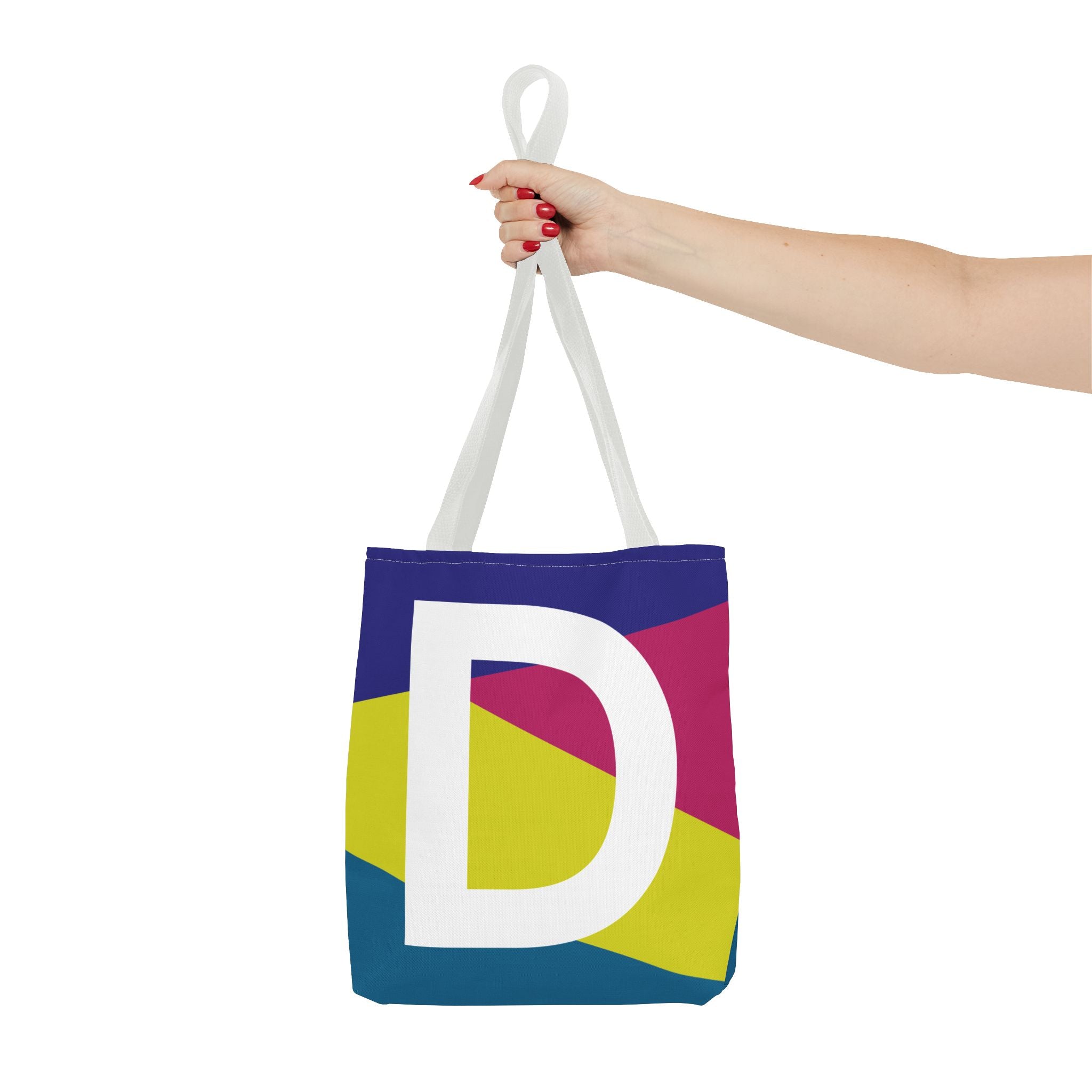 Monogram 'D' Colorblock Tote Bag — Personalized Initial D Shoulder Tote