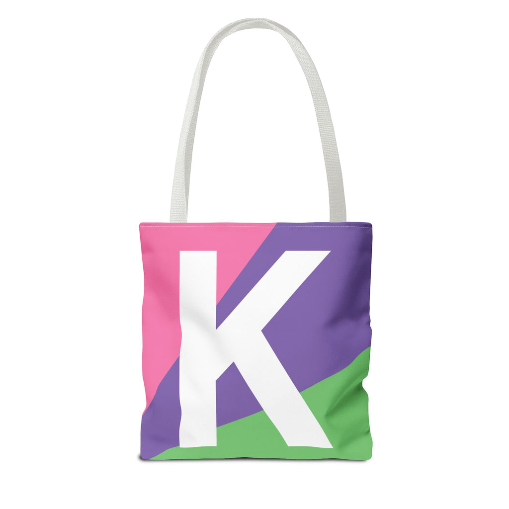 Monogram 'K' Colorblock Tote Bag — Personalized Initial K Shoulder Tote