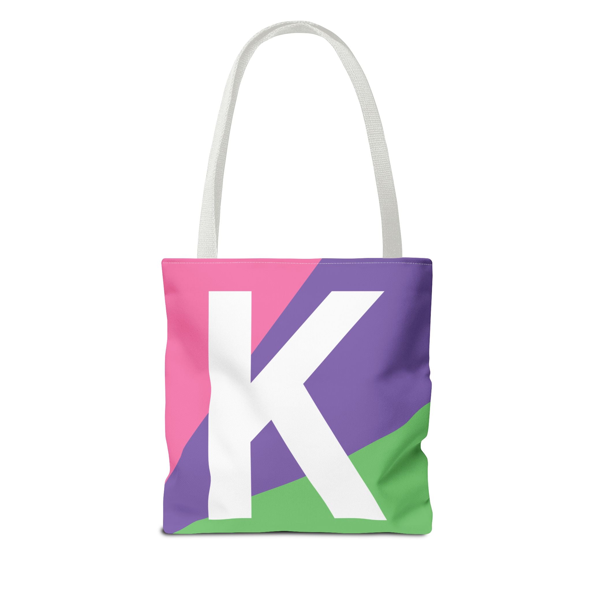 Monogram 'K' Colorblock Tote Bag — Personalized Initial K Shoulder Tote