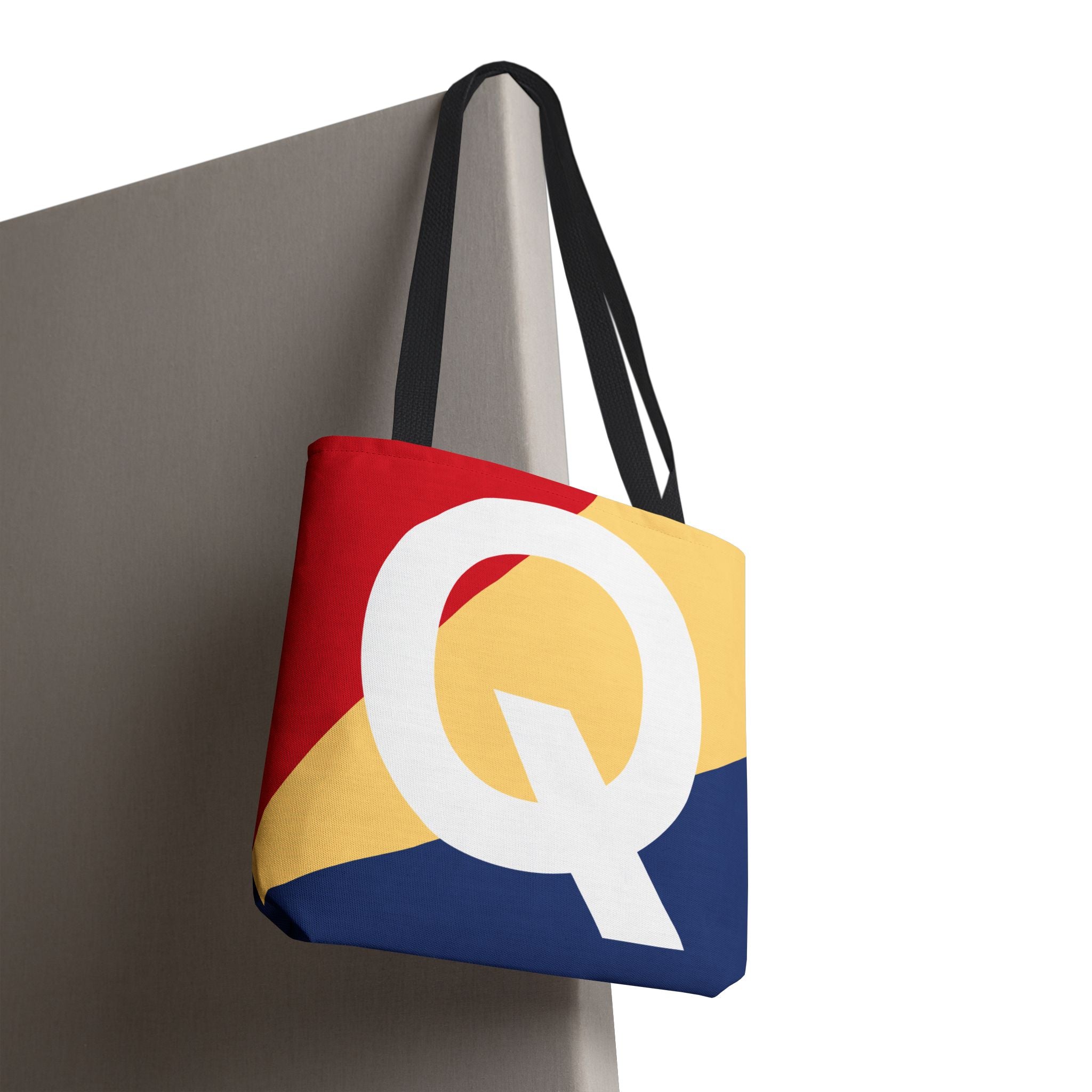 Monogram 'Q' Colorblock Tote Bag — Personalized Initial Q Shoulder Tote