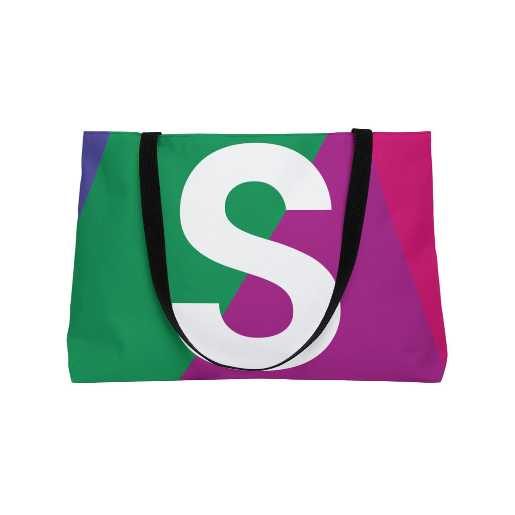 Personalized 'S' Colorblock Tote Bag — Monogram Weekender Tote