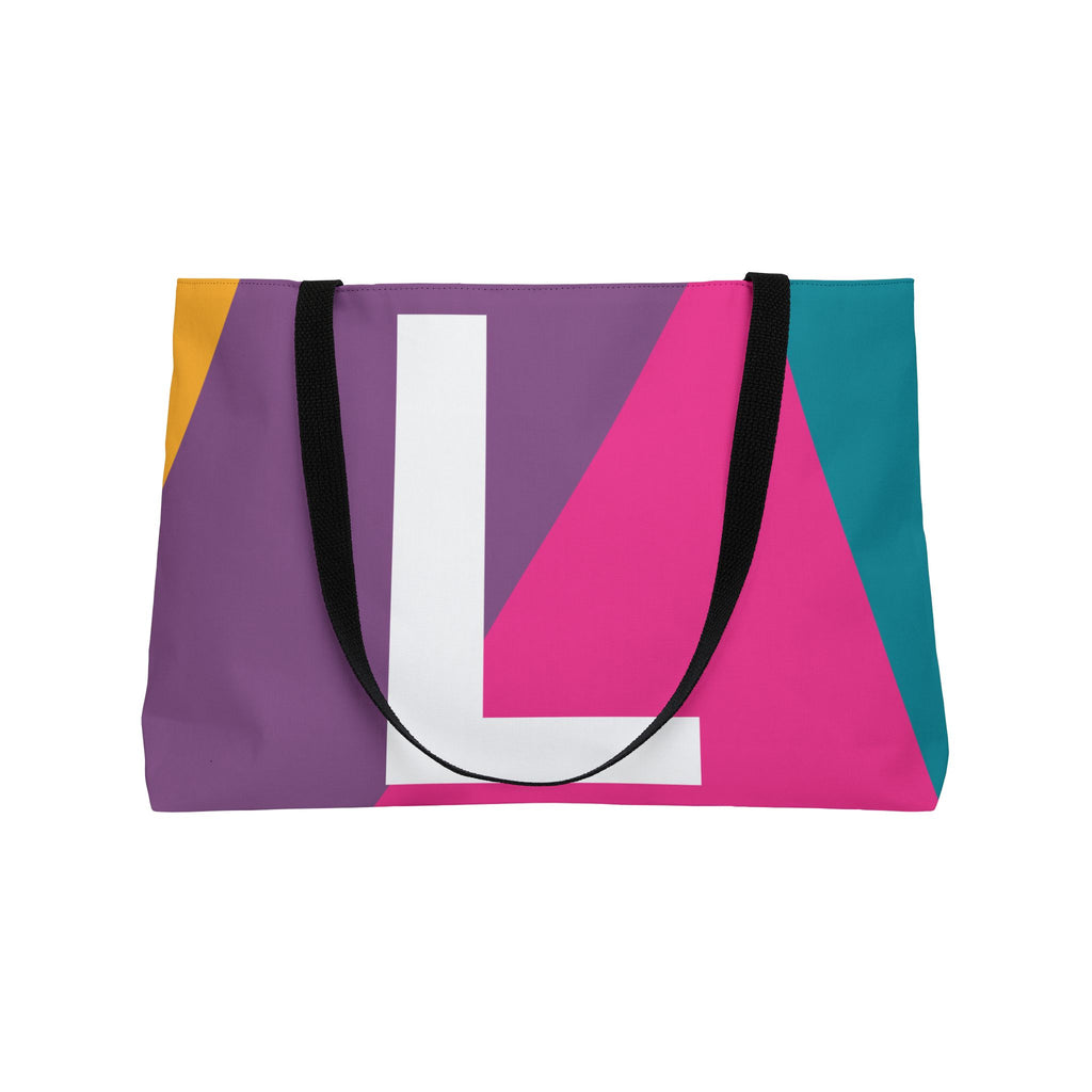 Personalized 'L' Colorblock Tote Bag — Monogram Weekender Tote