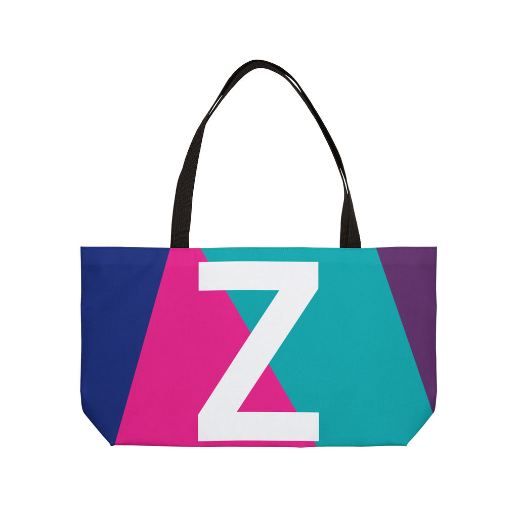 Personalized 'Z' Colorblock Tote Bag — Monogram Weekender Tote
