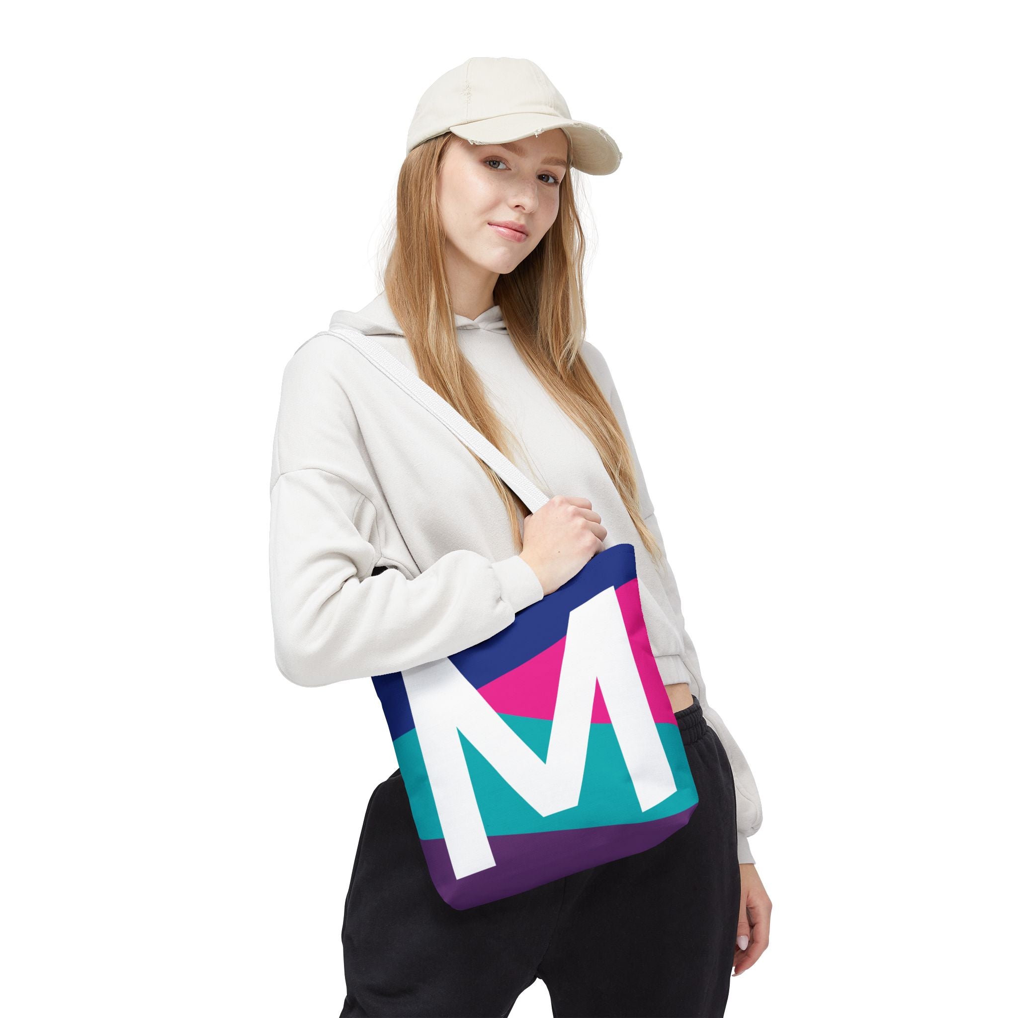 Monogram 'M' Colorblock Tote Bag — Personalized Initial L Shoulder Tote