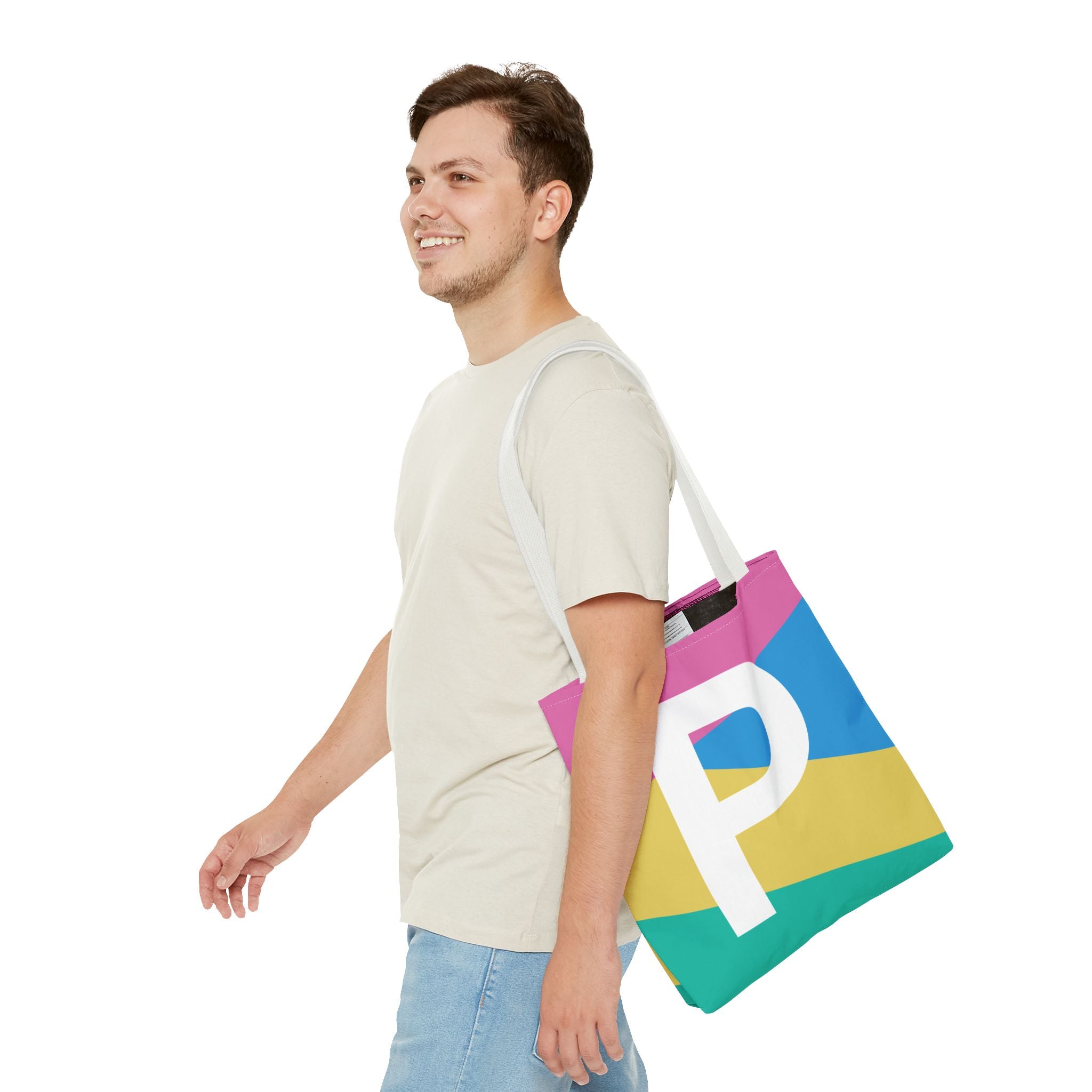 Monogram 'P' Colorblock Tote Bag — Personalized Initial P Shoulder Tote