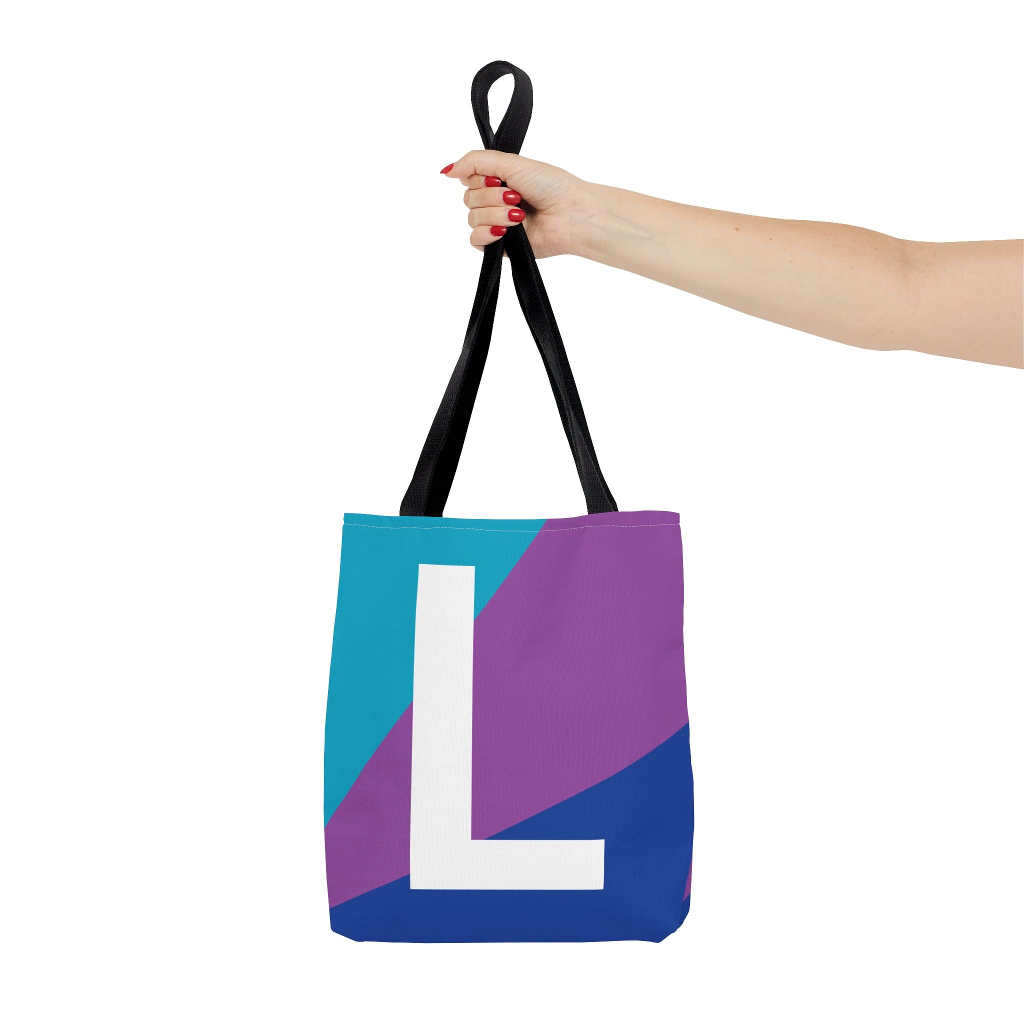 Monogram 'L' Colorblock Tote Bag — Personalized Initial L Shoulder Tote