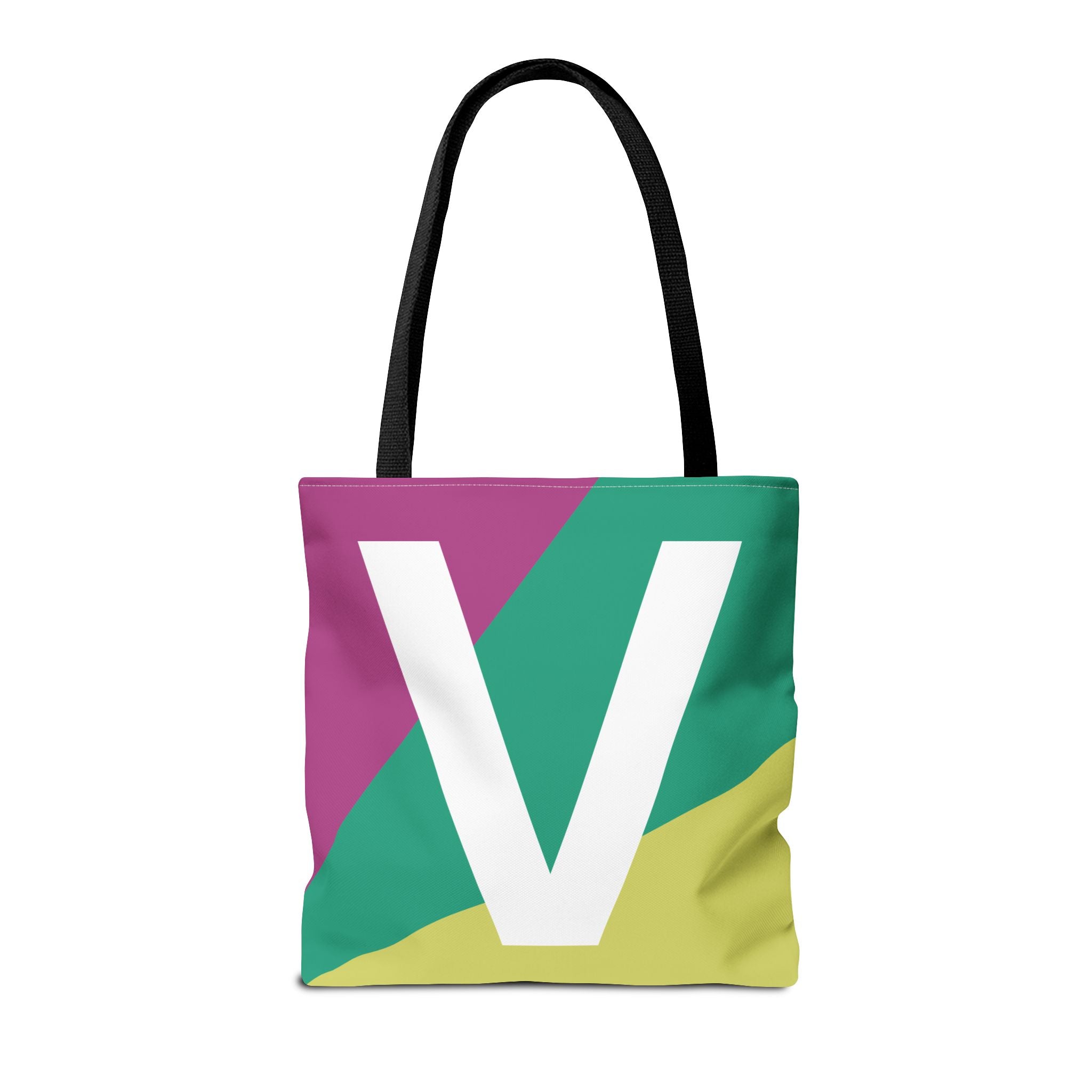 Monogram 'V' Colorblock Tote Bag — Personalized Initial V Shoulder Tote