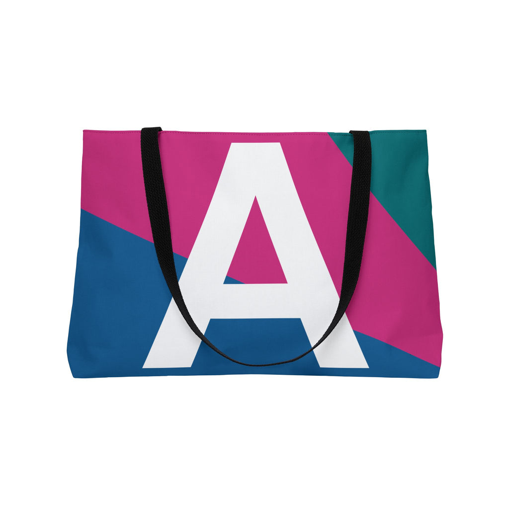 Personalized 'A' Colorblock Tote Bag — Monogram Weekender Tote