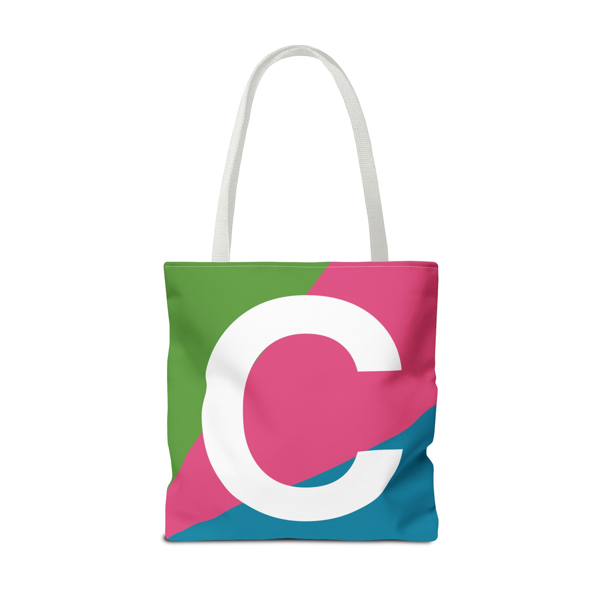 Monogram 'C' Colorblock Tote Bag — Personalized Initial C Shoulder Tote