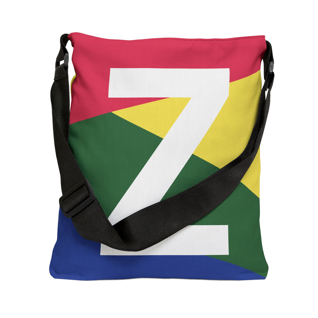 Initial Letter 'Z' Colorblock Adjustable Tote Bag — Monogram Alphabet Shoulder Bag
