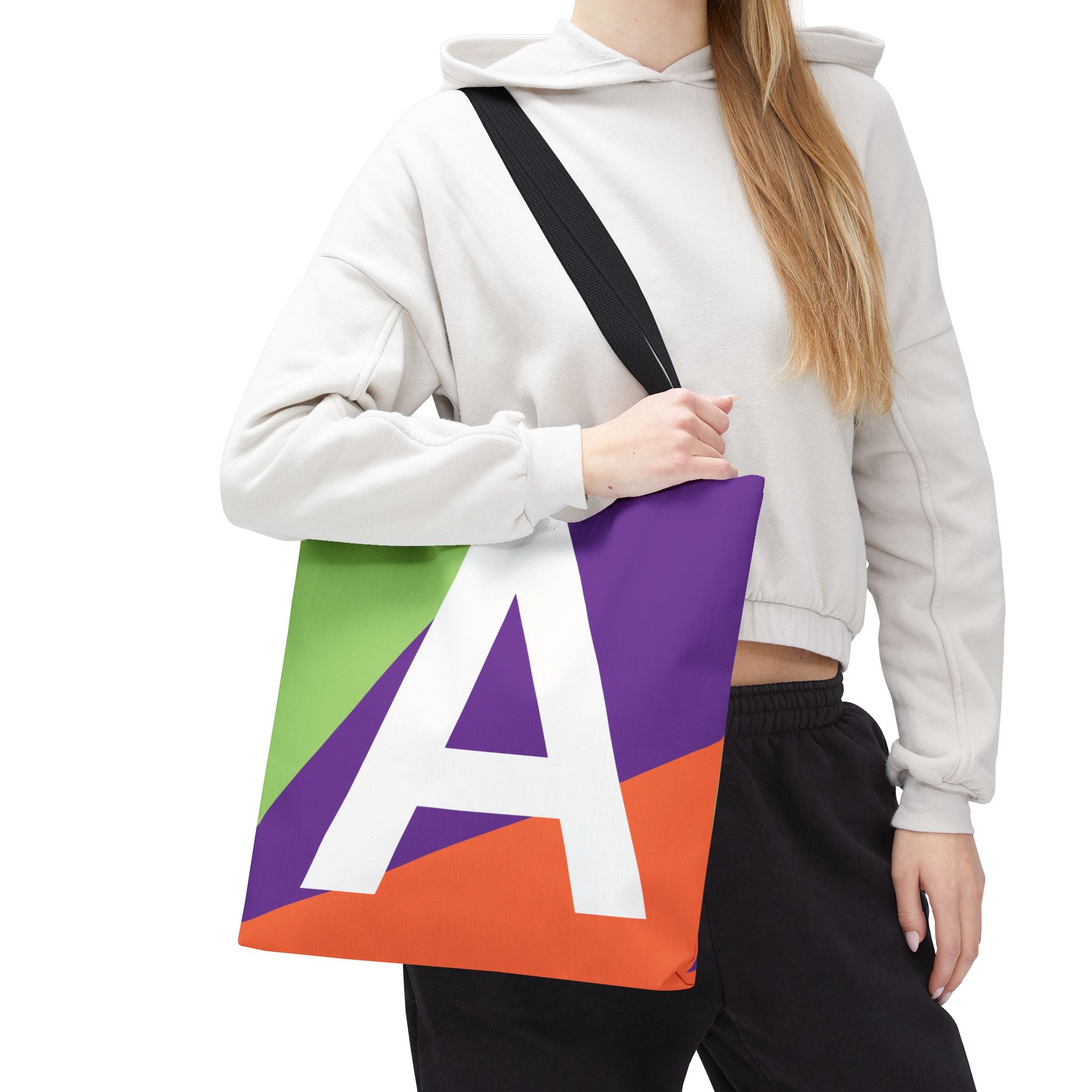 Monogram 'A' Colorblock Tote Bag — Personalized Initial A Shoulder Tote