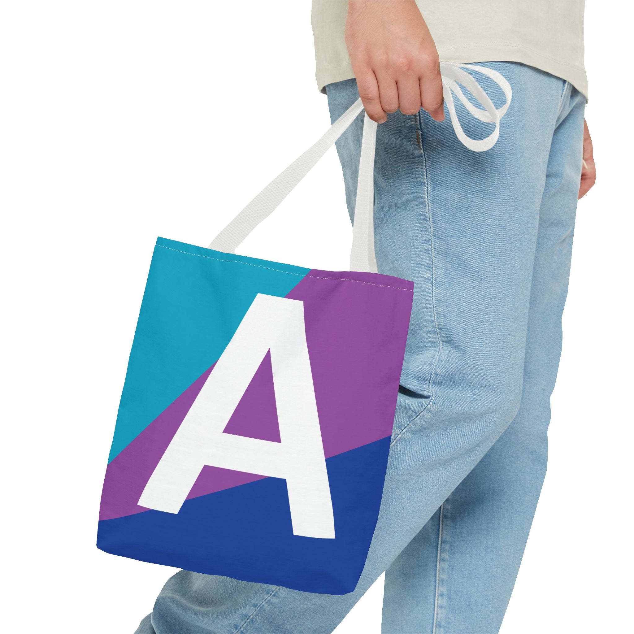 Monogram 'A' Colorblock Tote Bag — Personalized Initial A Shoulder Tote