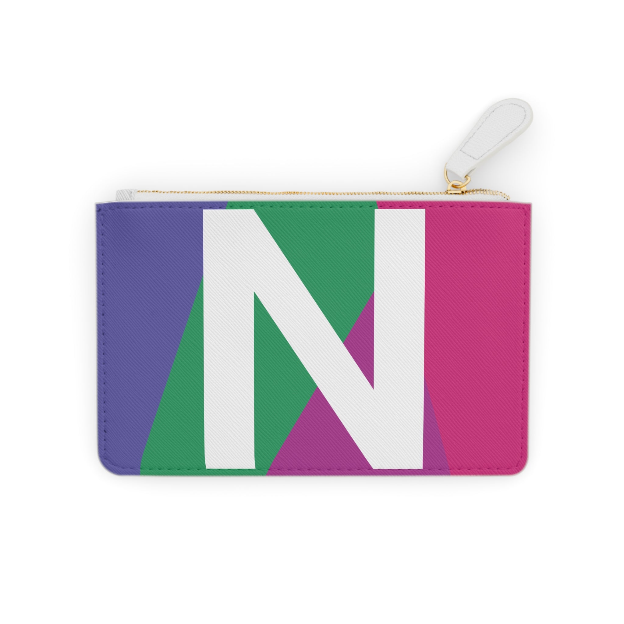 Initial N Mini Clutch — Colorblock Monogram Wristlet Wallet