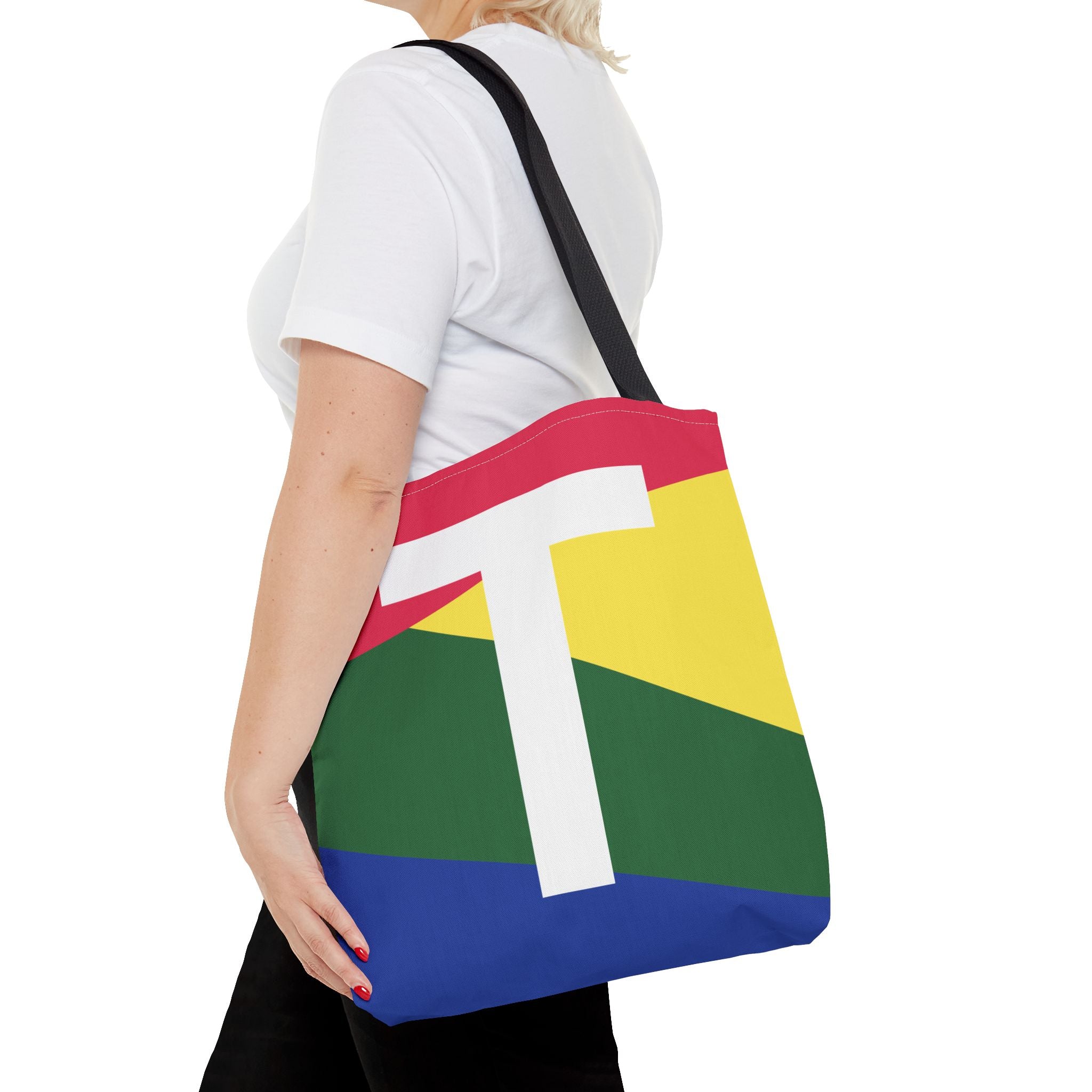 Monogram 'T' Colorblock Tote Bag — Personalized Initial T Shoulder Tote