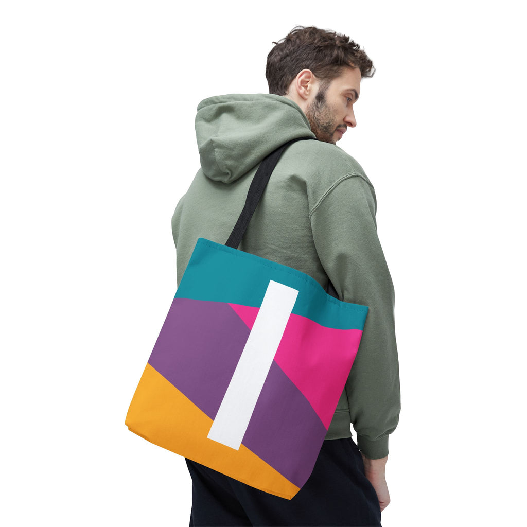 Monogram 'I' Colorblock Tote Bag — Personalized Initial I Shoulder Tote