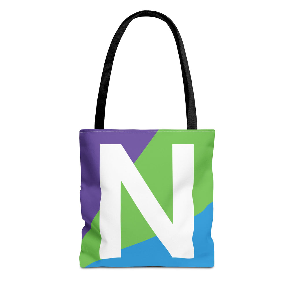 Monogram 'N' Colorblock Tote Bag — Personalized Initial N Shoulder Tote