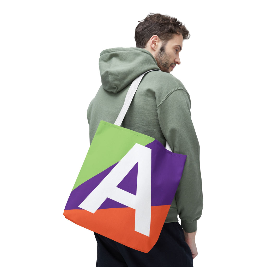 Monogram 'A' Colorblock Tote Bag — Personalized Initial A Shoulder Tote