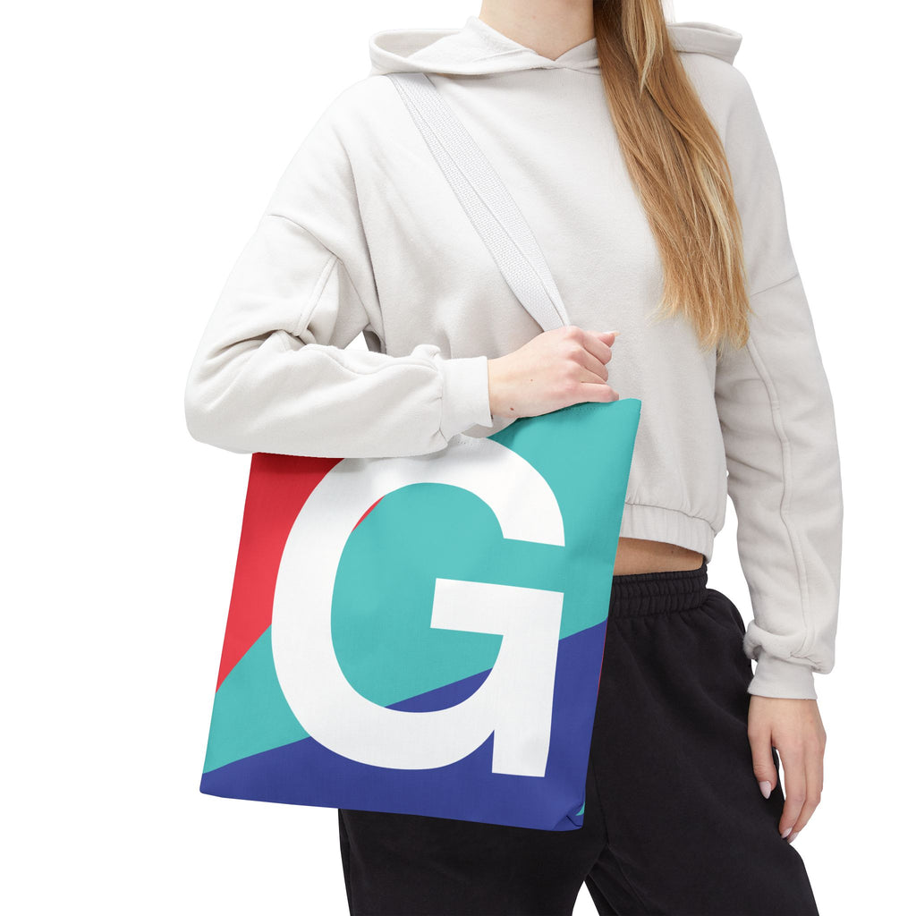 Monogram 'G' Colorblock Tote Bag — Personalized Initial G Shoulder Tote