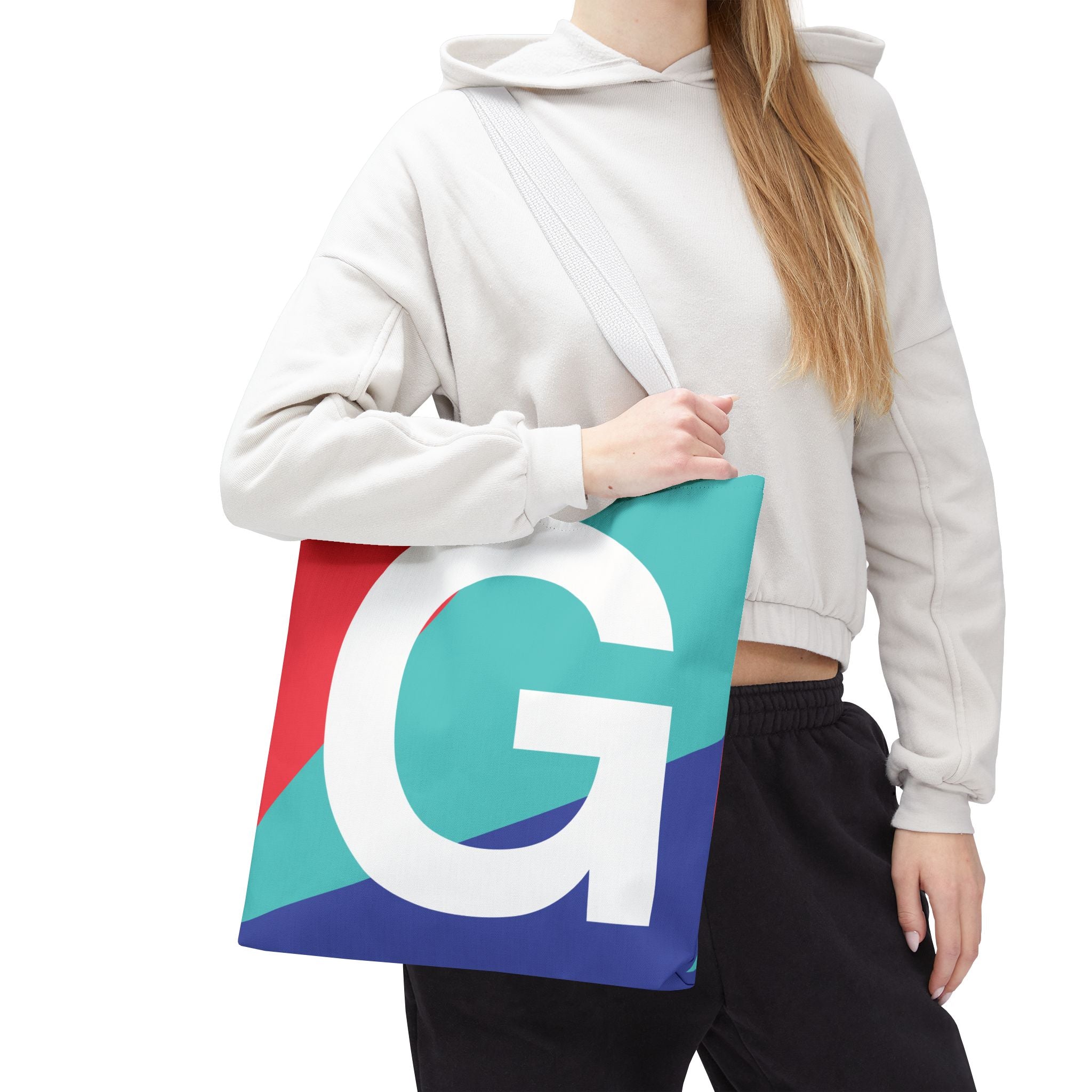 Monogram 'G' Colorblock Tote Bag — Personalized Initial G Shoulder Tote