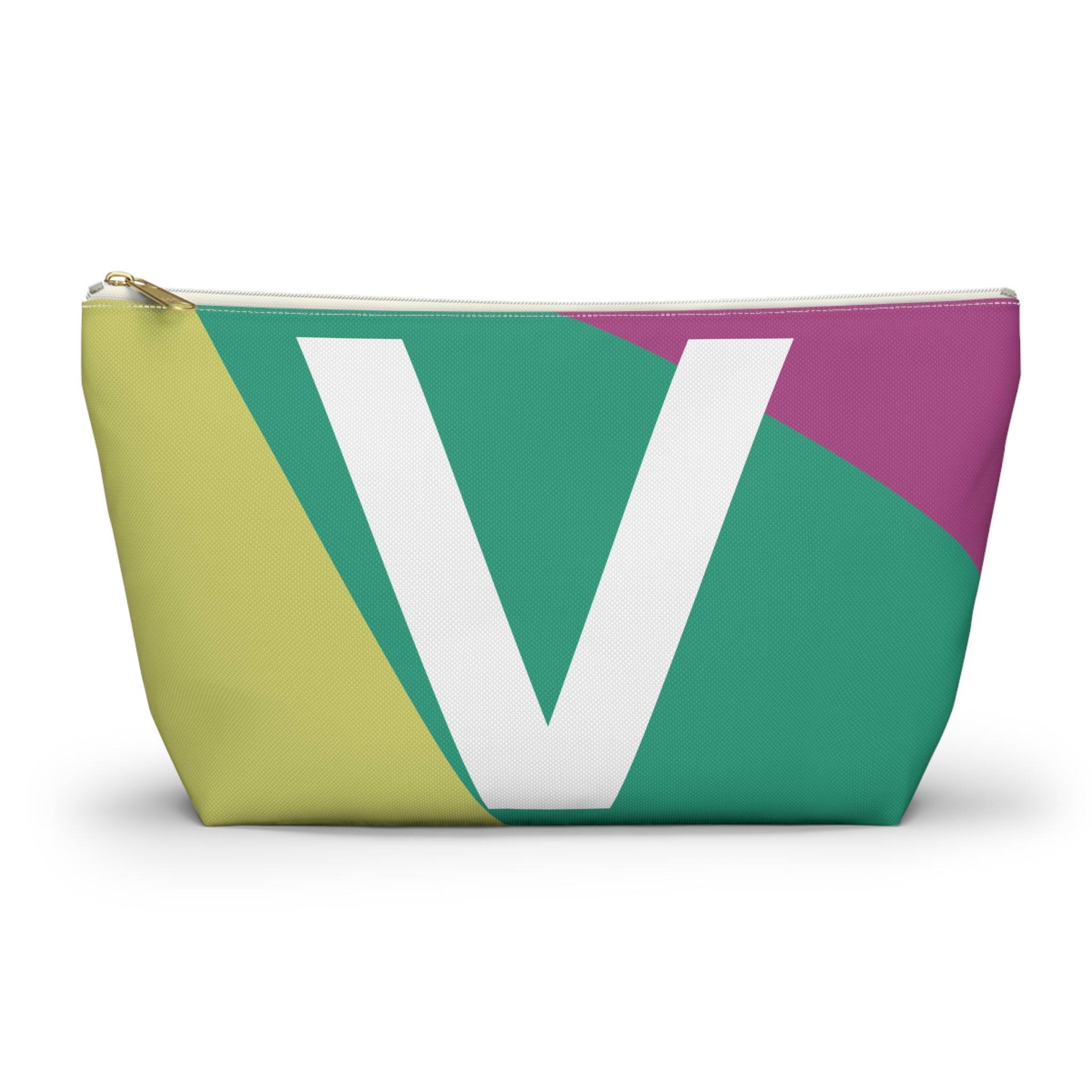 Initials Colorblock Accessory Pouch — Monogram V T-Bottom Cosmetic Bag
