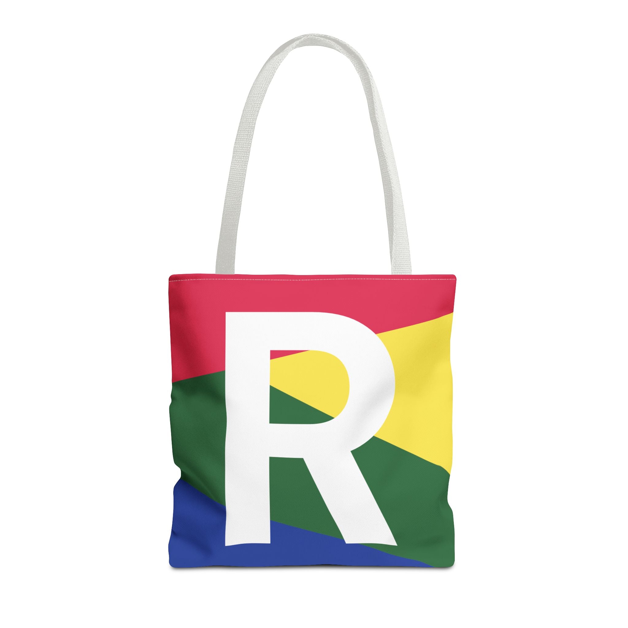 Monogram 'R' Colorblock Tote Bag — Personalized Initial R Shoulder Tote
