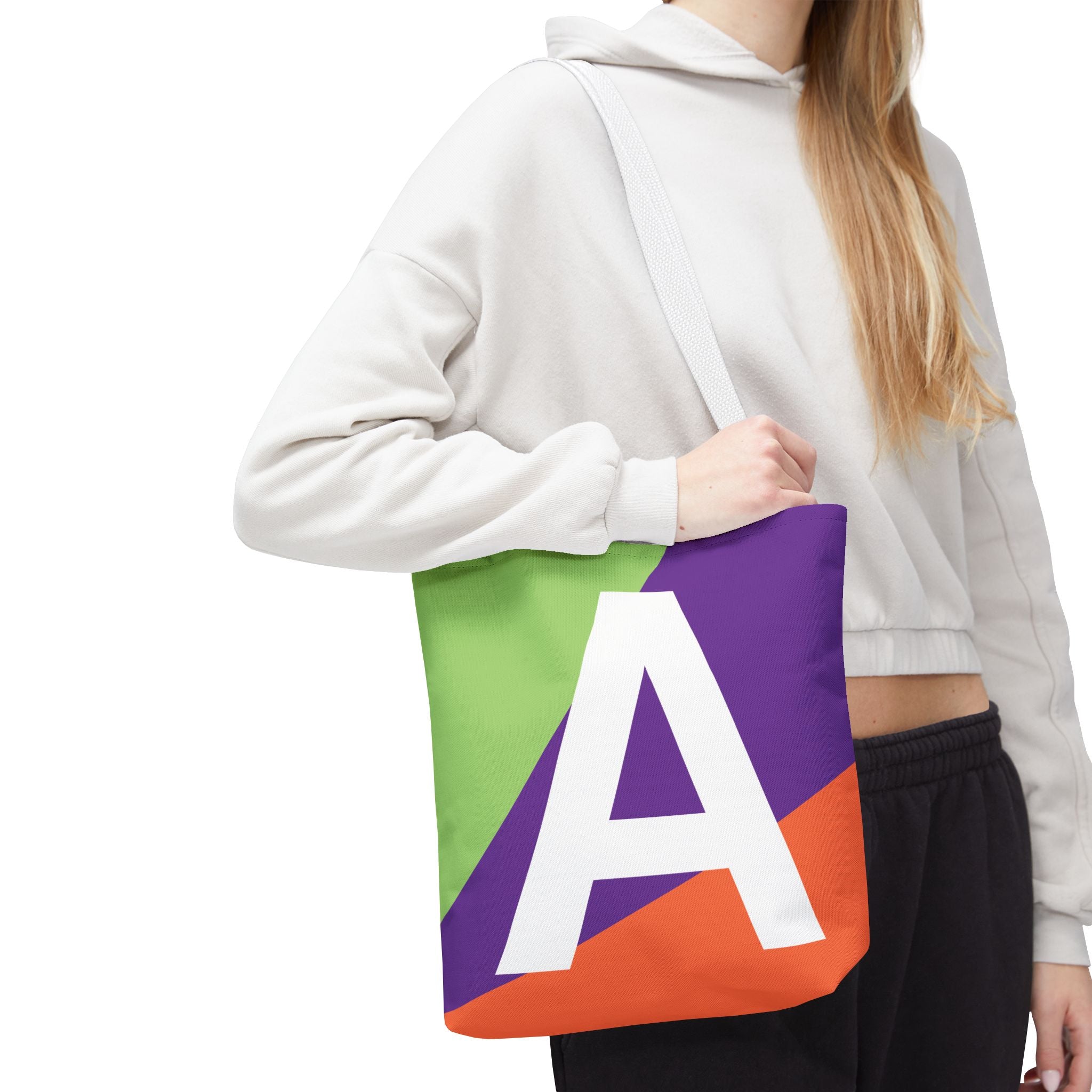 Monogram 'A' Colorblock Tote Bag — Personalized Initial A Shoulder Tote