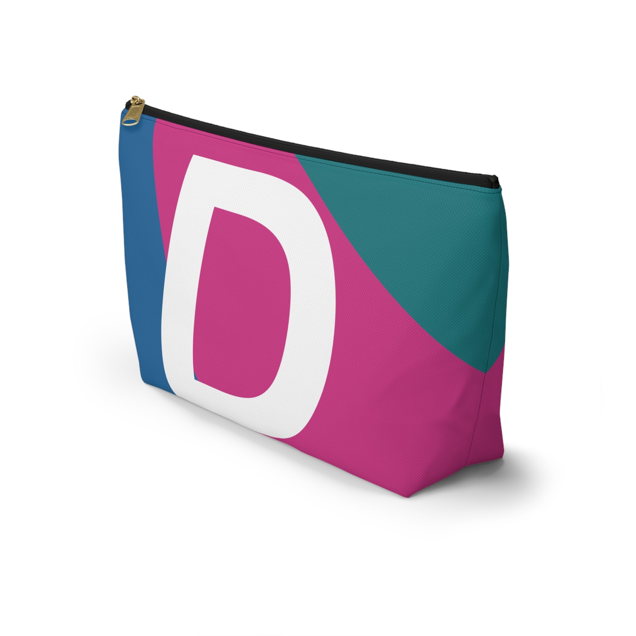 Initials Colorblock Accessory Pouch — Monogram D T-Bottom Cosmetic Bag