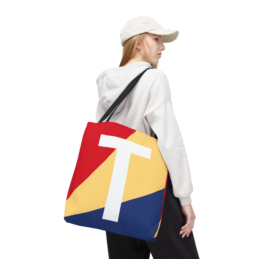 Monogram 'T' Colorblock Tote Bag — Personalized Initial T Shoulder Tote