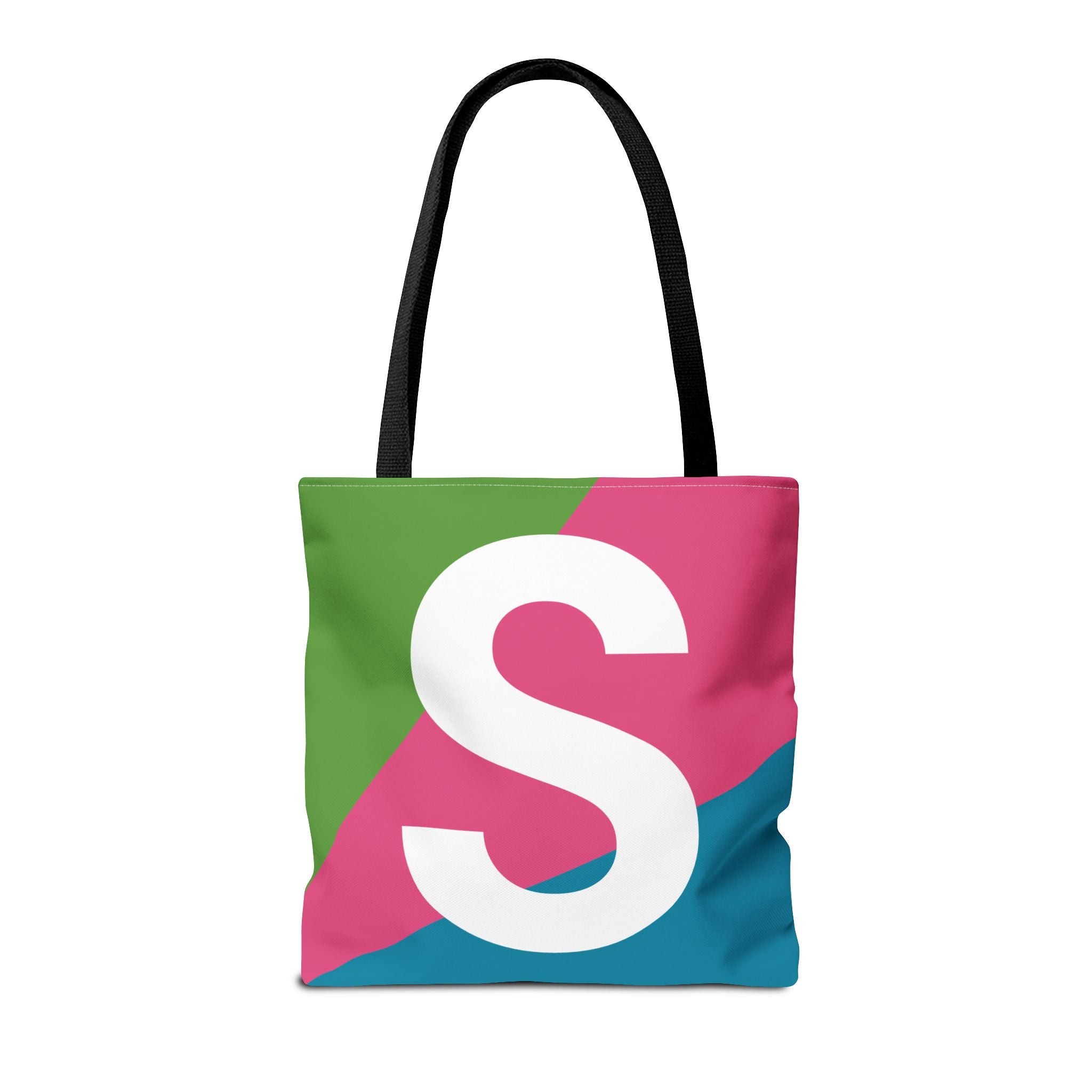Monogram 'S' Colorblock Tote Bag — Personalized Initial S Shoulder Tote