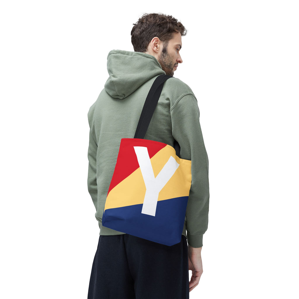 Monogram 'Y' Colorblock Tote Bag — Personalized Initial Y Shoulder Tote