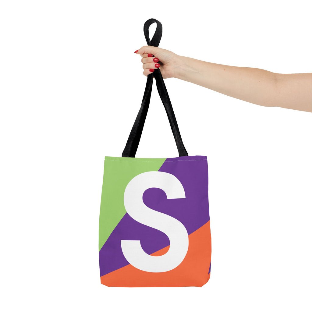 Monogram 'S' Colorblock Tote Bag — Personalized Initial S Shoulder Tote