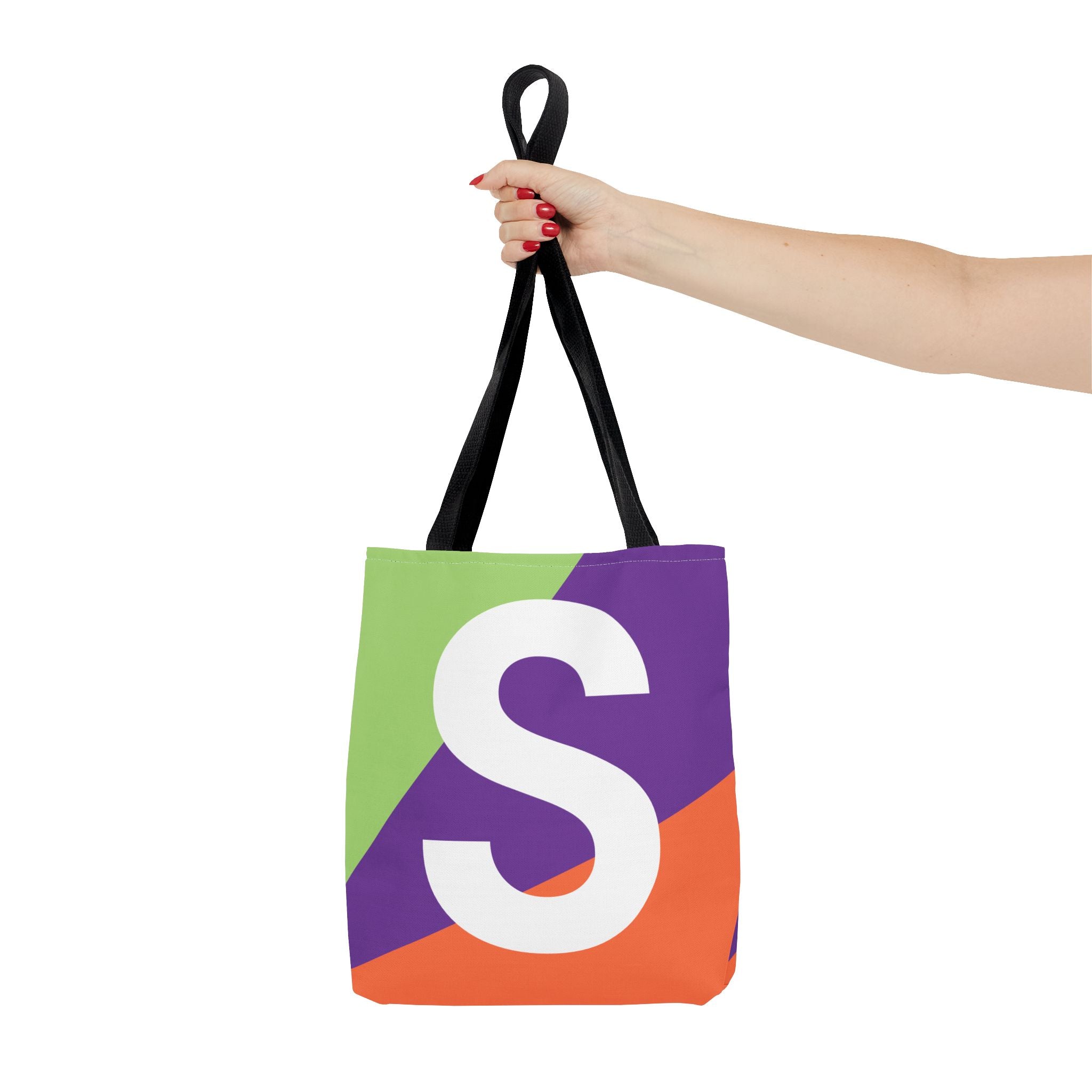 Monogram 'S' Colorblock Tote Bag — Personalized Initial S Shoulder Tote