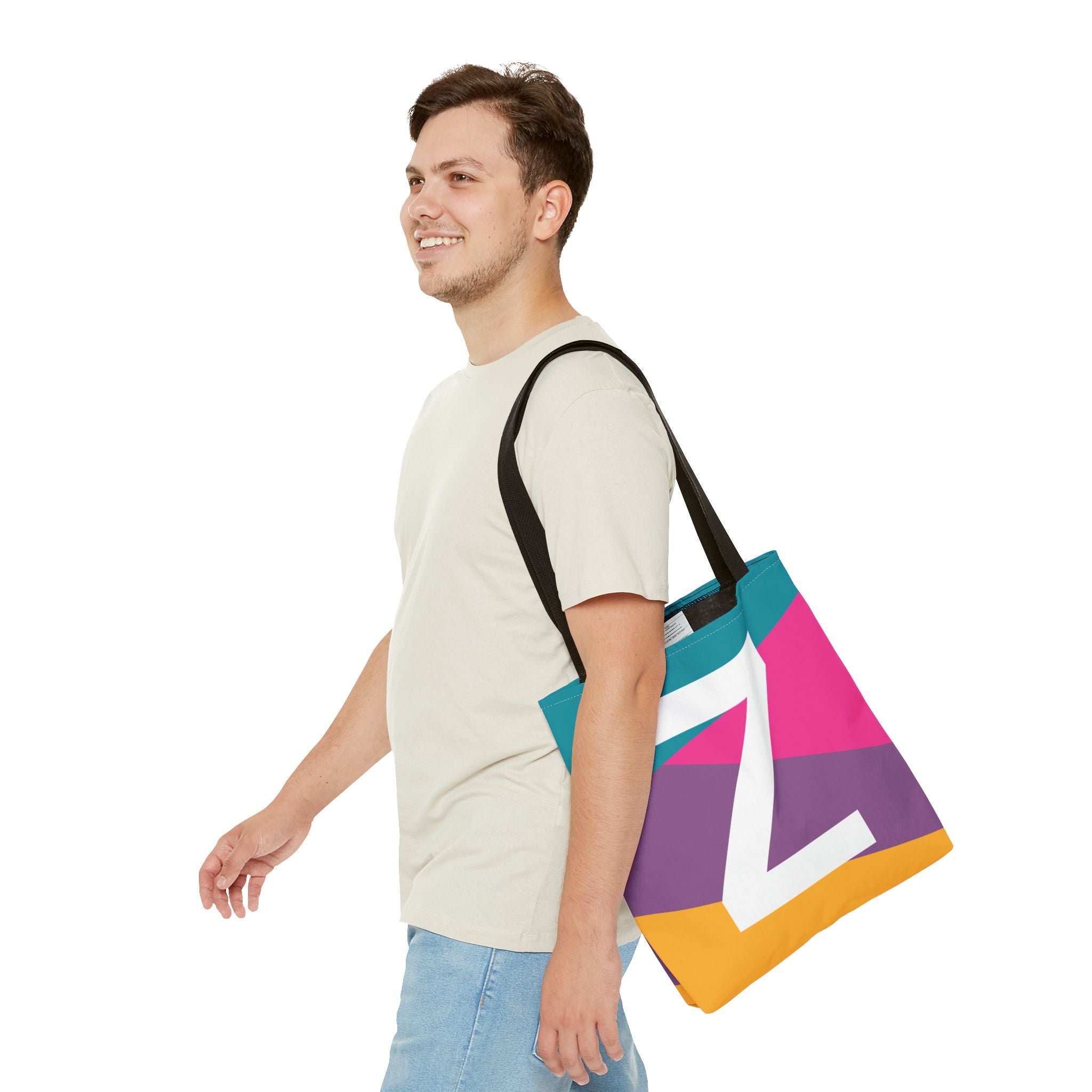 Monogram 'Z' Colorblock Tote Bag — Personalized Initial Z Shoulder Tote