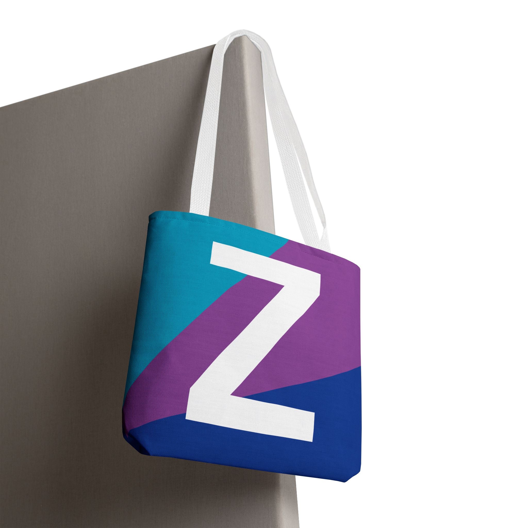 Monogram 'Z' Colorblock Tote Bag — Personalized Initial Z Shoulder Tote