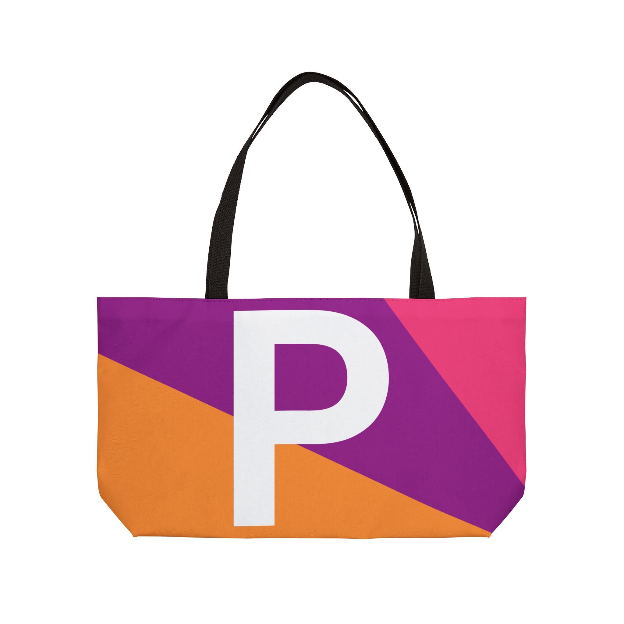Personalized 'P' Colorblock Tote Bag — Monogram Weekender Tote