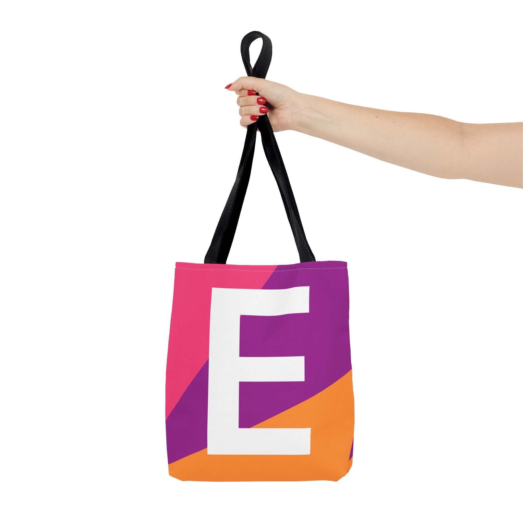 Monogram 'E' Colorblock Tote Bag — Personalized Initial E Shoulder Tote