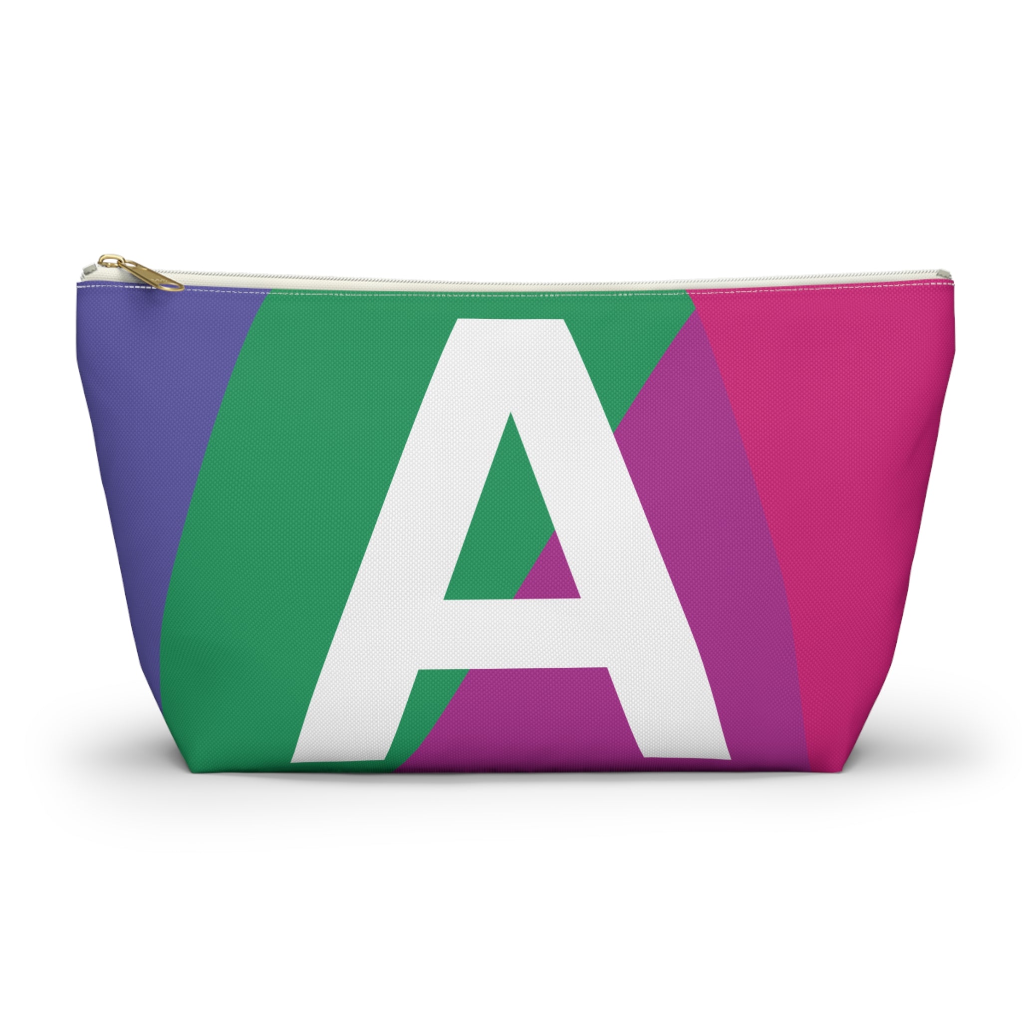 Initials Colorblock Accessory Pouch — Monogram A T-Bottom Cosmetic Bag