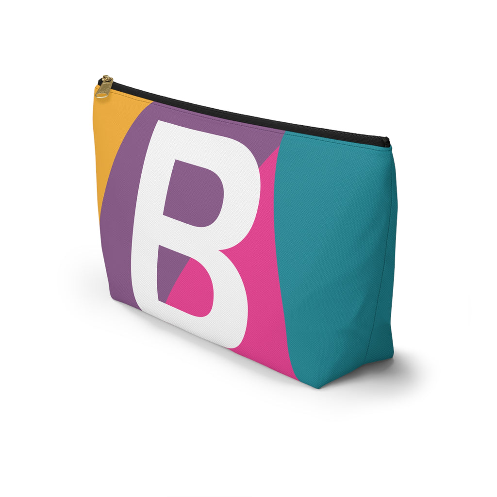 Initials Colorblock Accessory Pouch — Monogram B T-Bottom Cosmetic Bag