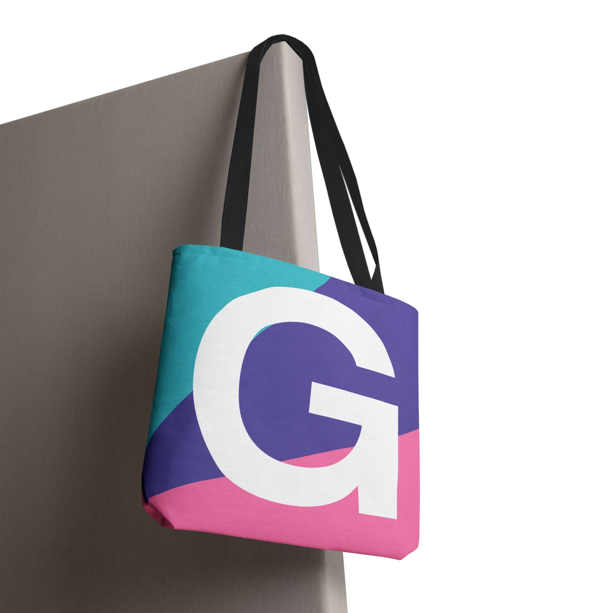 Monogram 'G' Colorblock Tote Bag — Personalized Initial G Shoulder Tote